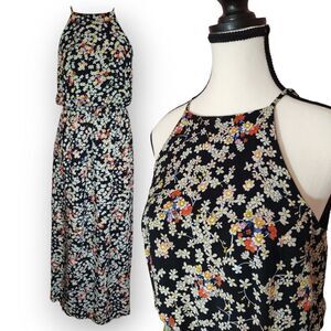 LAVA Back Floral High Neck Maxi Dress with Side Slit US S